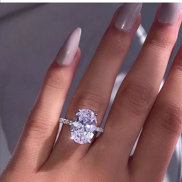 Jewelry - Big oval cubic zirconia plated engagement